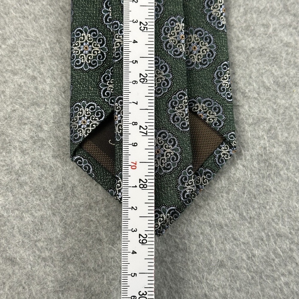 Tasso Elba Green Medallion Silk Viscose  Woven Tie Necktie 58x3.25" - Picture 6 of 7